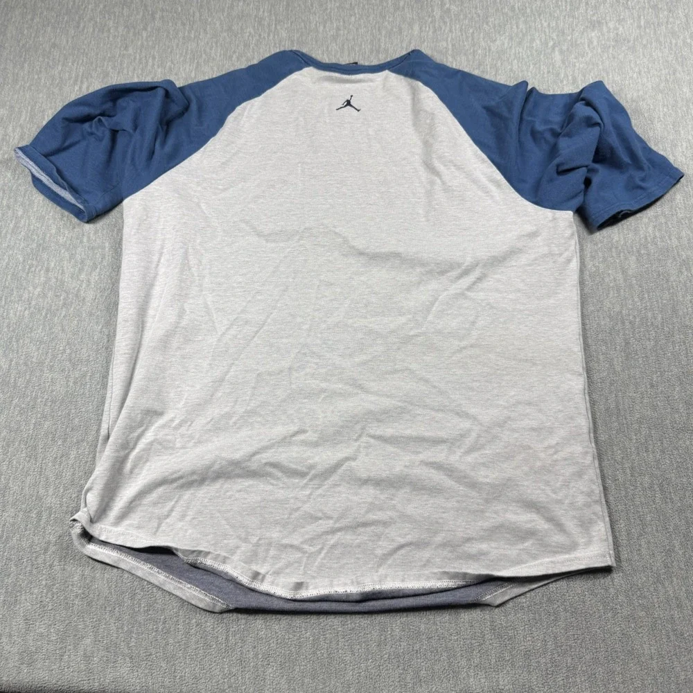 Air Jordan Shirt Mens 2XL Gray Blue 3/4 Sleeve Baseball Raglan Graphic 23 Retro